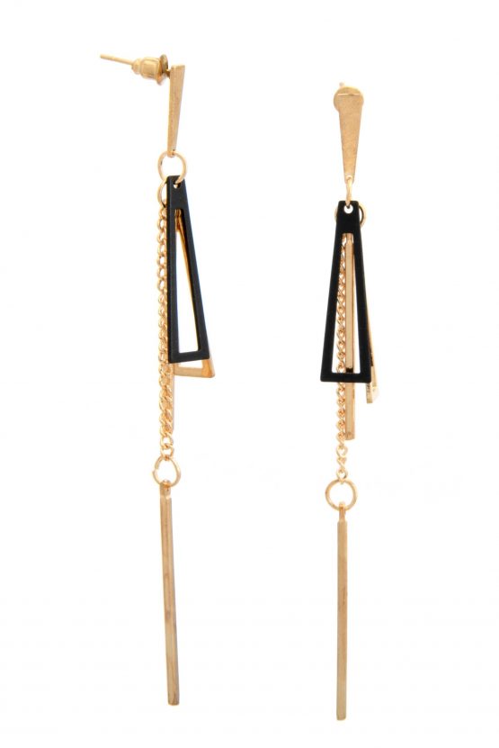 Gold Black Poly Danglers