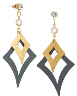 Golden Gunmetal Diamond Stud Danglers