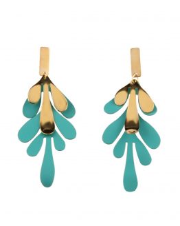 Golden Cyan Leaf Danglers