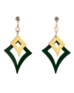 Golden Emerald Matte Diamond Stud Danglers