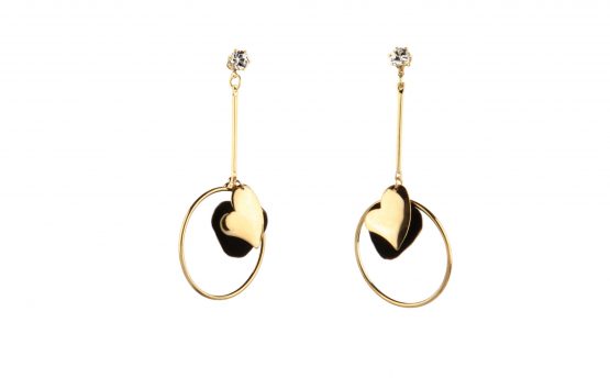 Diamond Golden Dark Heart Danglers