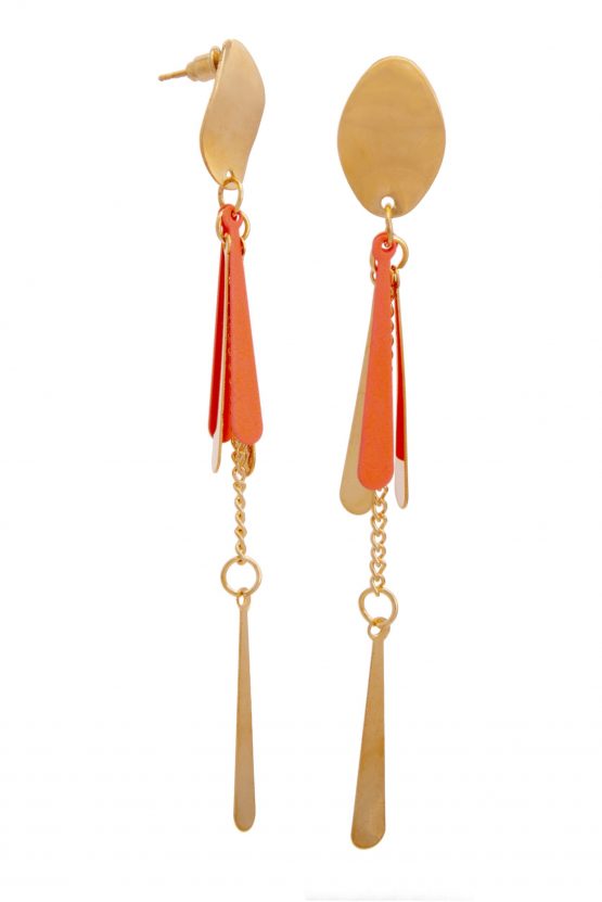 Gold Apricot Peach Tassel Earrings