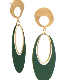 Golden Emerald Ovate Danglers