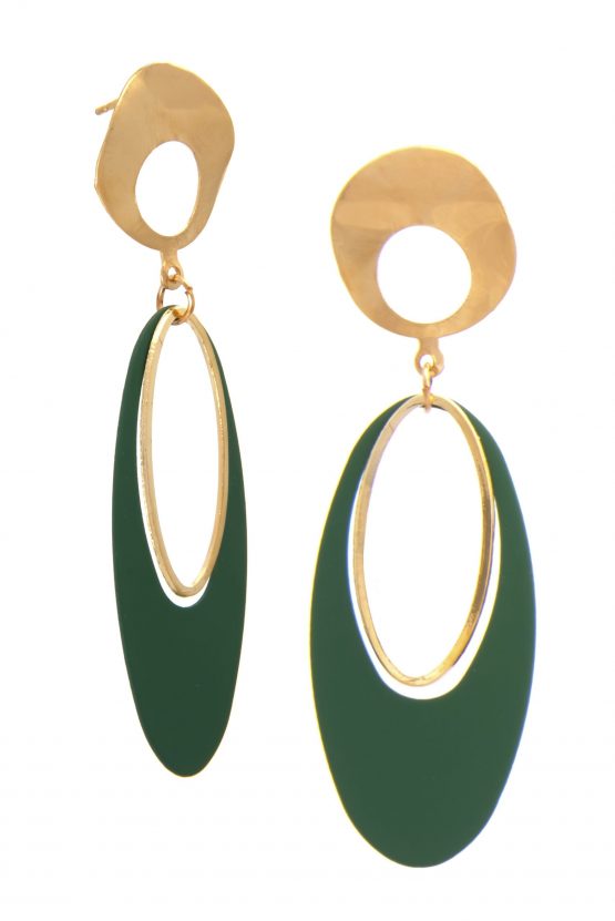 Golden Emerald Ovate Danglers