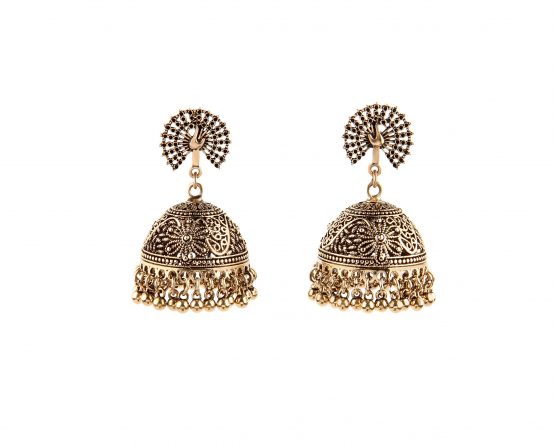 Golden Peacock Dome Earrings