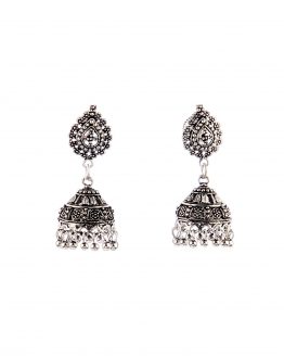 Silver Drop Shaped Dome Jhumka