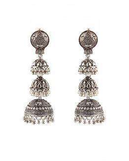 Silver Triple Dome Earrings