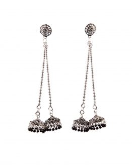 Palanquin Gol Thread Jhumki  Black Pearls