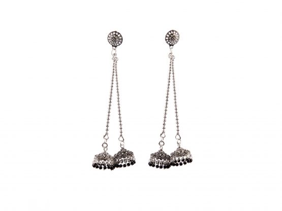 Palanquin Gol Thread Jhumki  Black Pearls