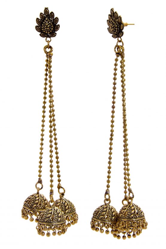 Golden Leaf Jhumka Danglers