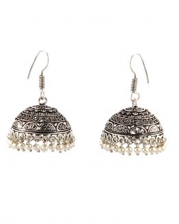 Silver Bead Ivory Dome Jhumka