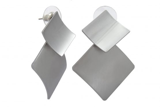 Silver Shiny Matte Poly Earrings