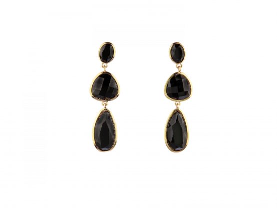 Pebble Enamel Earrings  Midnight Black